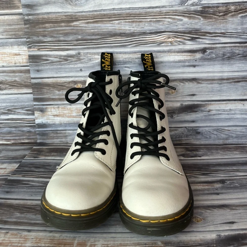 Dr.Martens Kids' Zavala White Combat Lace Up Boot